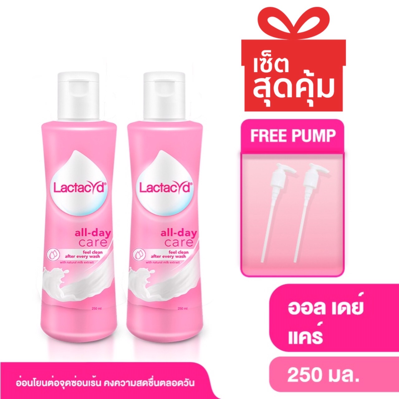 แพ็คคู่สุดคุ้ม Lactacyd Daily Feminine Wash AllDay Care 250ml. แลคตา