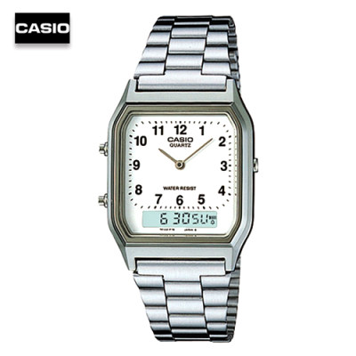 Velashop นาฬิกาข้อมือ Casio Active Dial Silver Tone รุ่น AQ-230A-7BMQ AQ-230A-7B