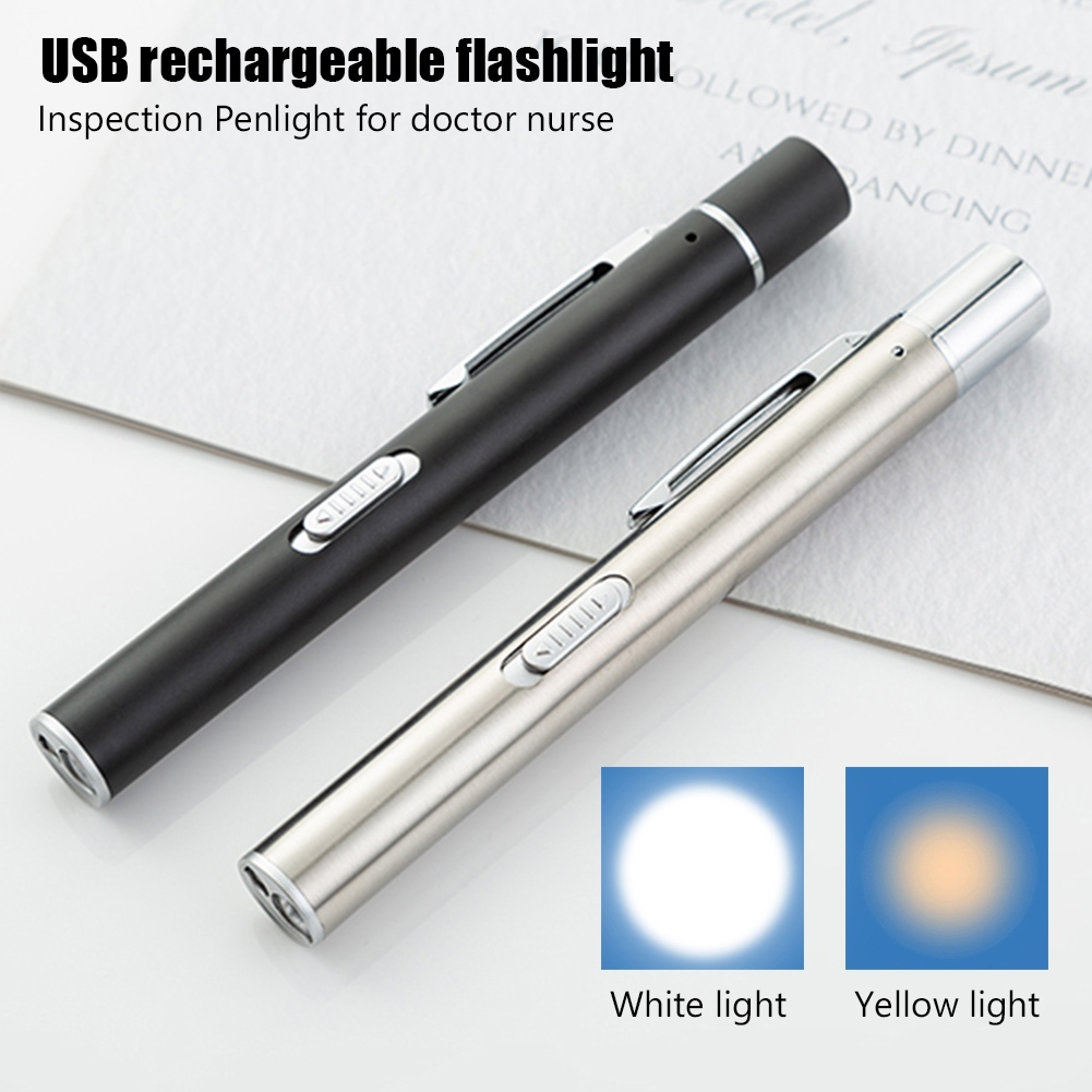 Mini Pocket Pen Flashlight Pencil Torch LED USB Rechargeable Light Gift tools