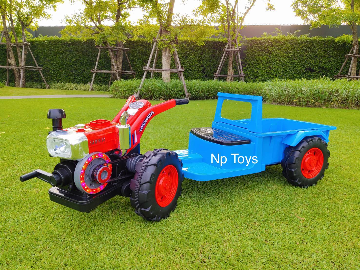 Toykidsshop รถแทรคเตอร์เด็กนั่งรุ่นใหม่ รถไถนา รถอิแต๊ก ขนาด2มอเตอร์ Tractor No.2080