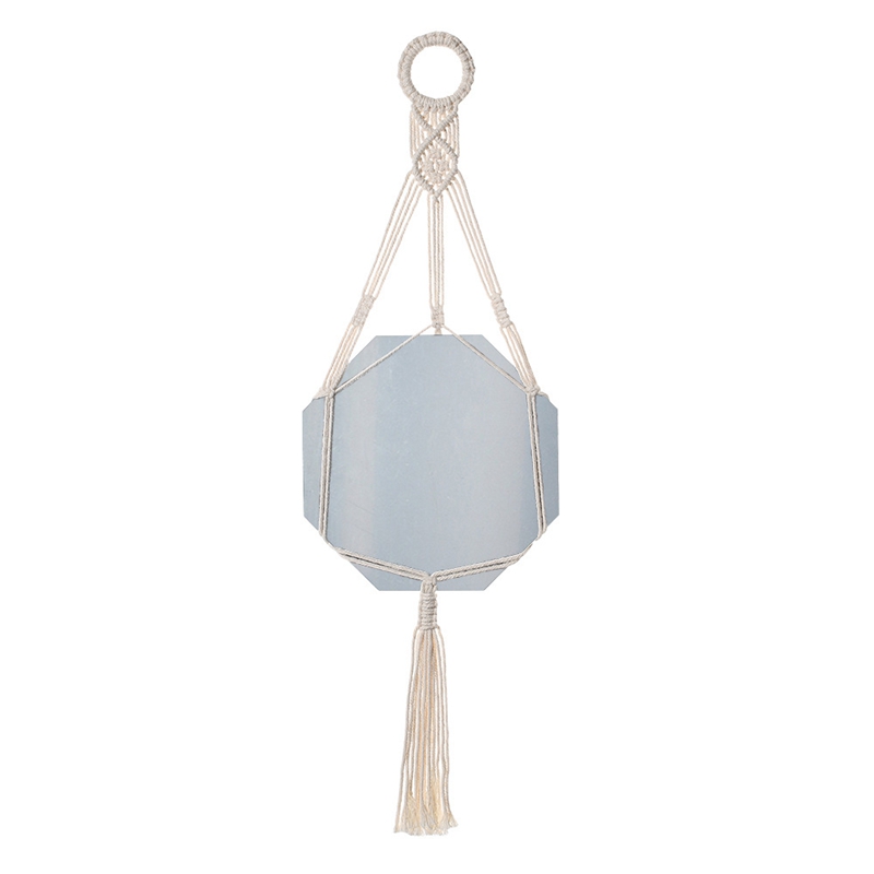 Macrame Wall Hanging Mirror Boho Geometric Decorative Mirror for Apartment