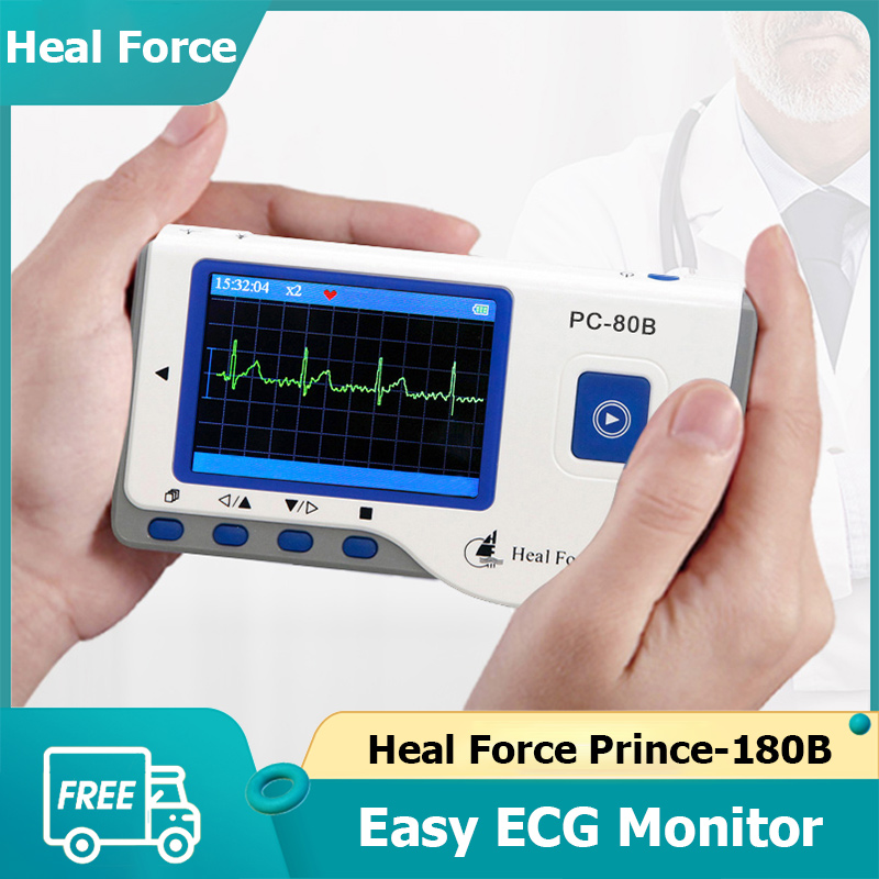Heal Force Prince-80Bทางการแพทย์Handheldง่ายECG EKG Monitorเครื่องเครื่องวัดชีพจรพร้อมสายUSB + Electrode Pad + สายไฟ SUPERMALL