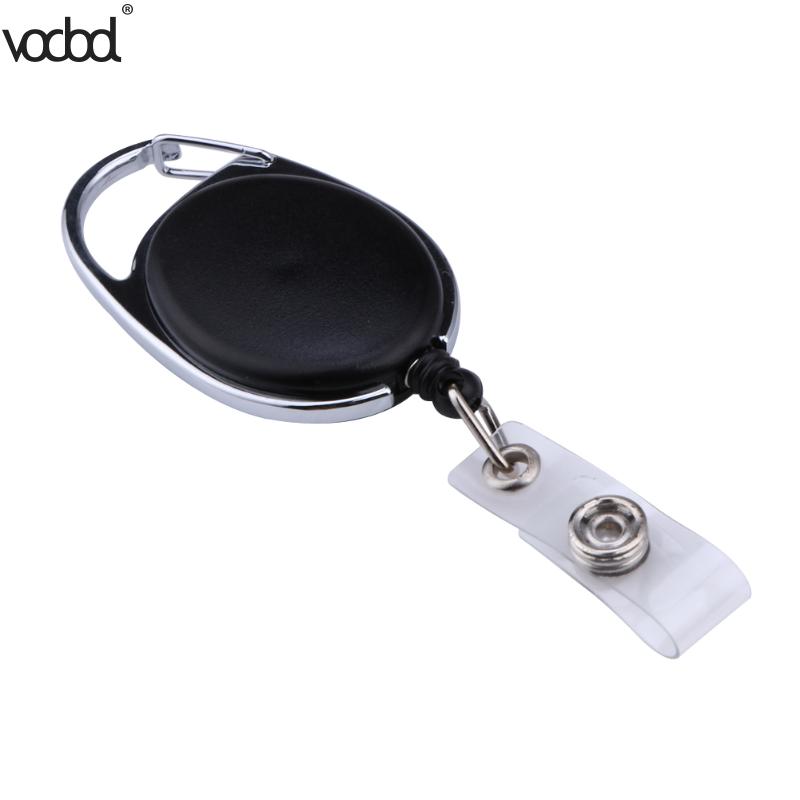 2pcs Black Retractable Pull Key Ring Chain Reel ID Lanyard Name Tag