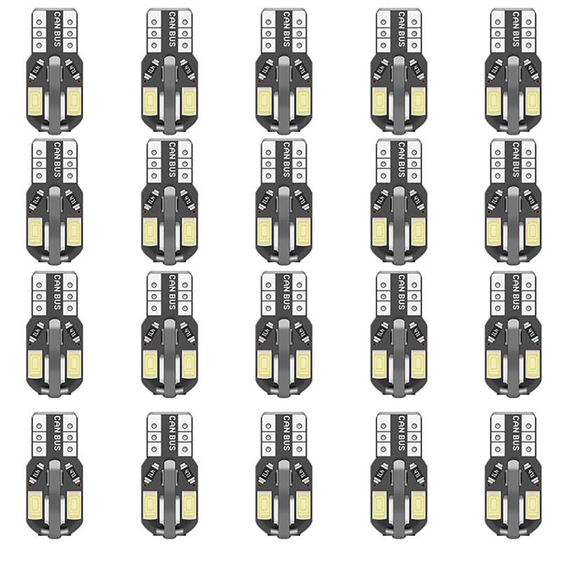 20Pcs T10 LED Light Bulbs Xenon White 192 168 194 2825 W5W Super Bright 6000K for Car Truck Trailer Reading Light
