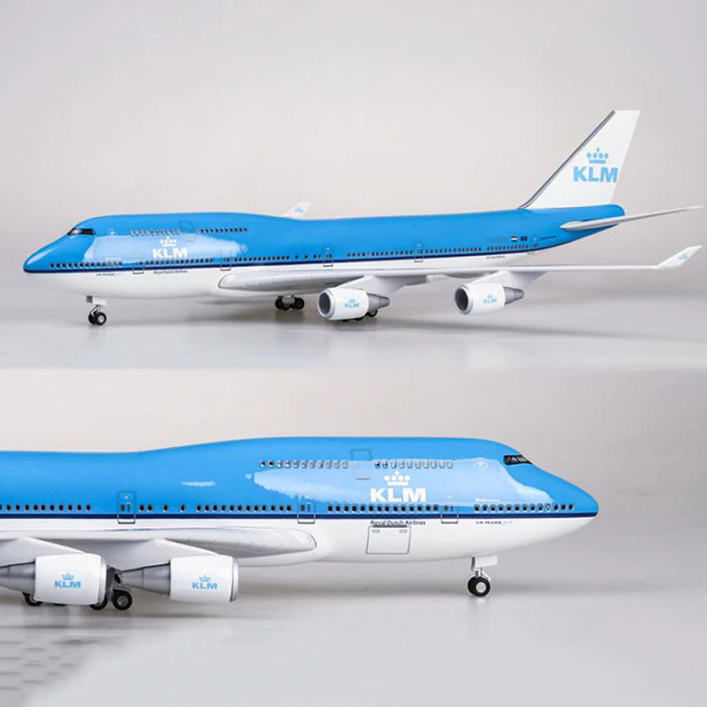 KLM Royal Dutch Airlines Boeing 747-400 Aircraft Model with LED Light (Touch or Sound Control) Plane for Decoration