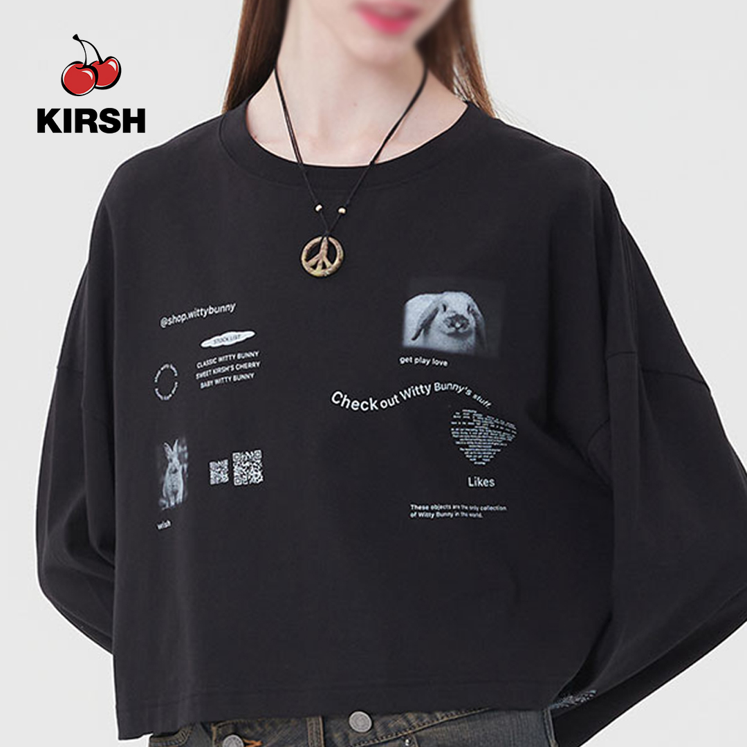 ◆KIRSH◆WITTY BUNNY GRAPHIC LONG SLEEVE T-SHIRT WITTY BUNNY GRAPHIC LONG SLEEVE [WHITE] - KIRSH | 60