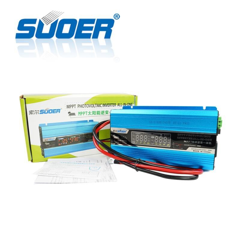 Best Saller Suoer Solar Inverter+mppt Charge Controller Modified Sine อินเวอร์เตอร์ All-In-One 12v 220v 1500w Sus-1500a Adapter Hdmi Dlink Tplink แบต 3.7 V เครื่องฟื้นฟู แบต 7.4 V เครื่องชาร์จ. 