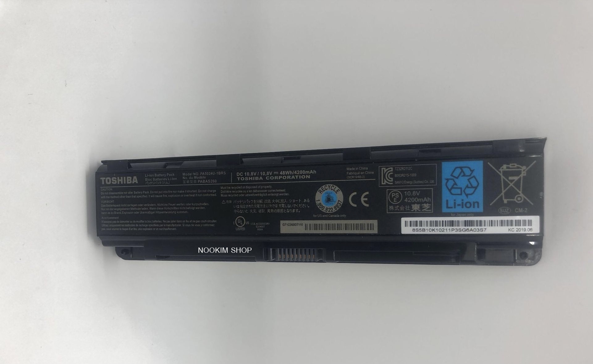 Batteria Per Laptop Toshiba Satellite C800/C850, PA5024U-1BRS, 6 Celle 48WH/4200mAh, Nero