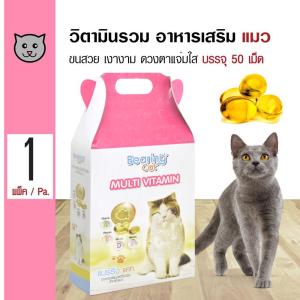 Bearing Cat Multi Vitamin อาหารเสริมแมว วิตามินรวมแมว ขนสวย เงางาม ดวงตาแจ่มใส สำหรับแมว (50 เม็ด/แพ็ค)