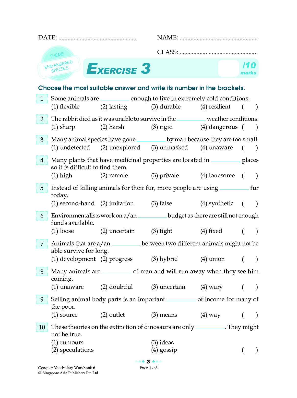 Global Education แบบทดสอบคำศัพท์ ป.6 Conquer Vocabulary For Primary ...