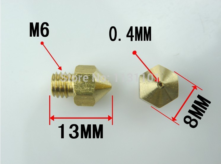 หัวฉีด 0.4มม. copper nozzle For 1.75MM 0.4mm diameter E3D DIY