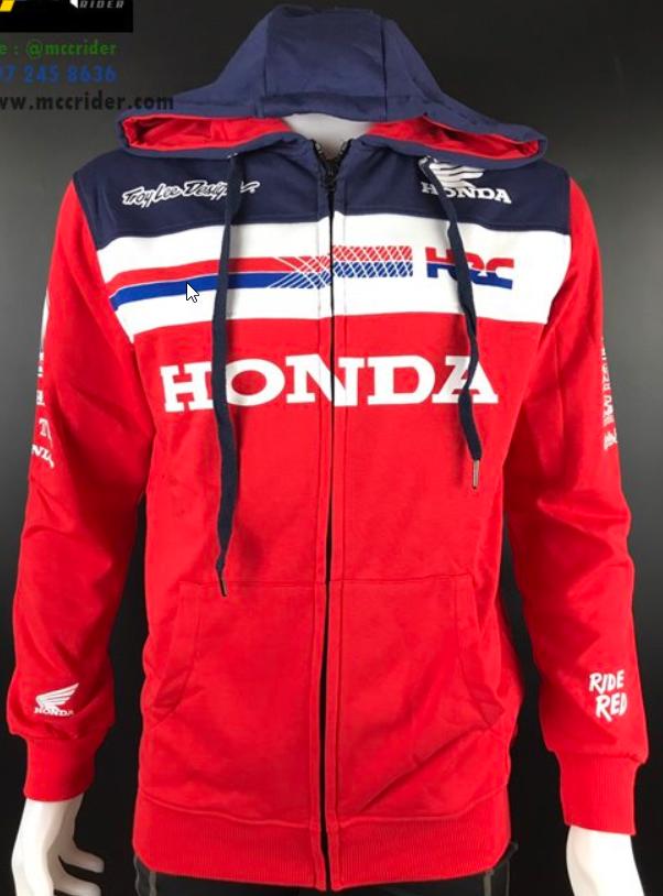 เสื้อแจ็คเก็ต Honda มีฮู้ด สีแดง