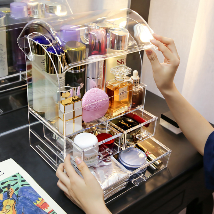 Rine Beauty กล่องเก็บเครื่องสำอางค์ แบบใส กล่องอคริลิค ขนาดใหญ่ XL Makeup storage box Acrylic crystal clear Large cosmetic box