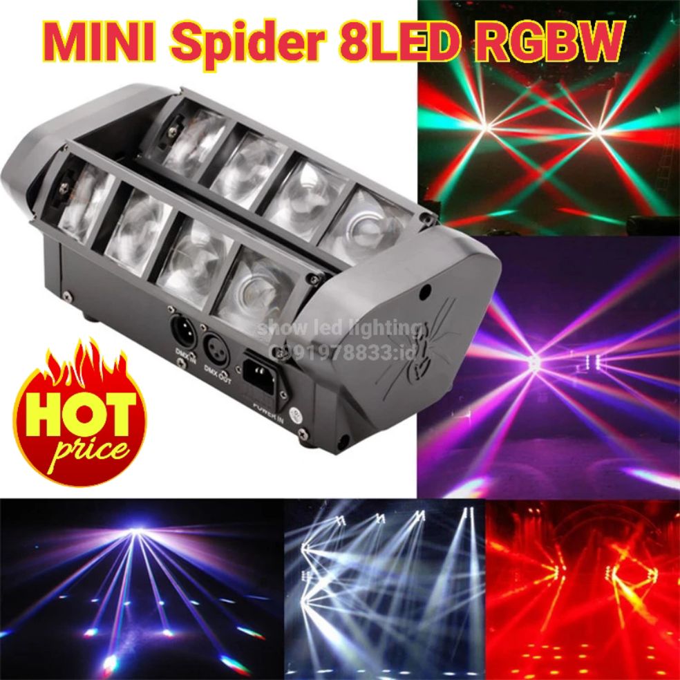 Spider 8Led RGBW MINI body มูวิ่งเฮท สไปเดอร์ ไฟเลเซอร์ดิสโก้ ไฟดิสโก้ ไฟเธค ไฟปาตี้
