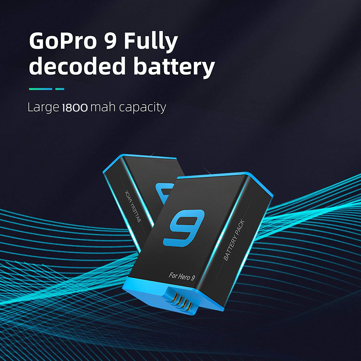 Qtech แบตเตอรี่ กล้อง GoPro Hero 9 10 ความจุ 1800mAh Rechargeable