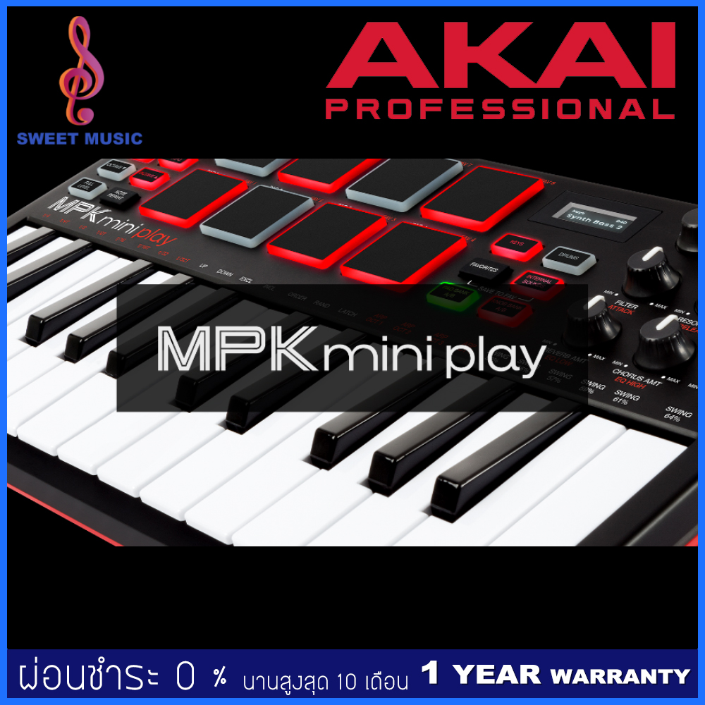 Akai MPK Mini PLAY คีย์บอร์ดใบ้ Midi Keyboard Controller