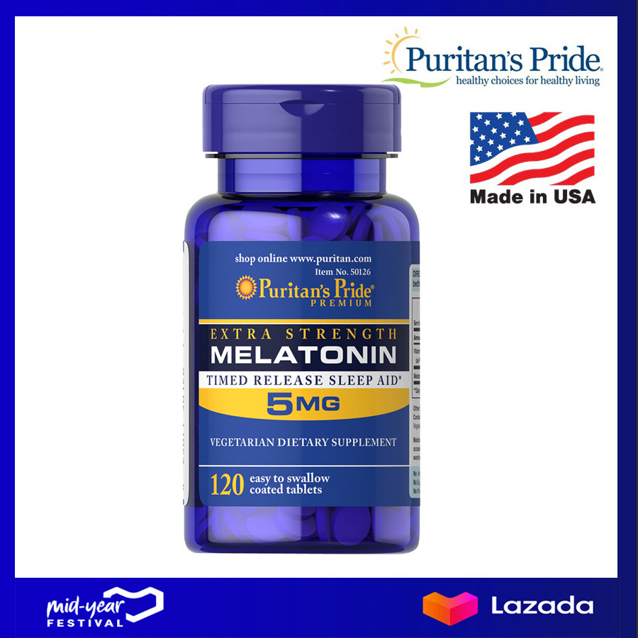 Puritan’s Pride Melatonin 5mgจำนวน 120เม็ด เมลาโทนิน นอนหลับง่ายขึ้น นานขึ้น Puritan’s