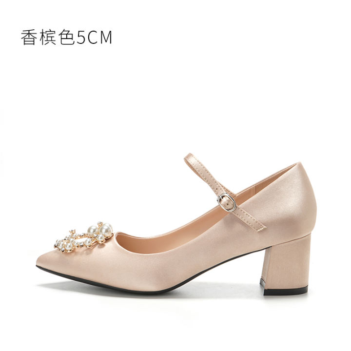 champagne chunky heels