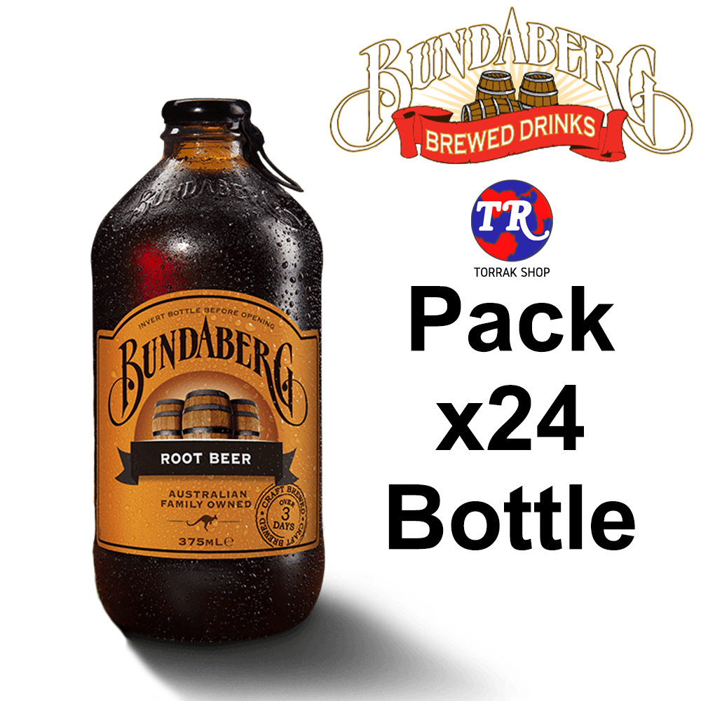 Bundaberg Root Beer Beverage บันดาเบิร์กน้ำตาลหวานกลิ่นรูทเบียร์อัดก๊าซ 375มล นำเข้าจาก ออสเตรเลีย แพ็ก24ขวด