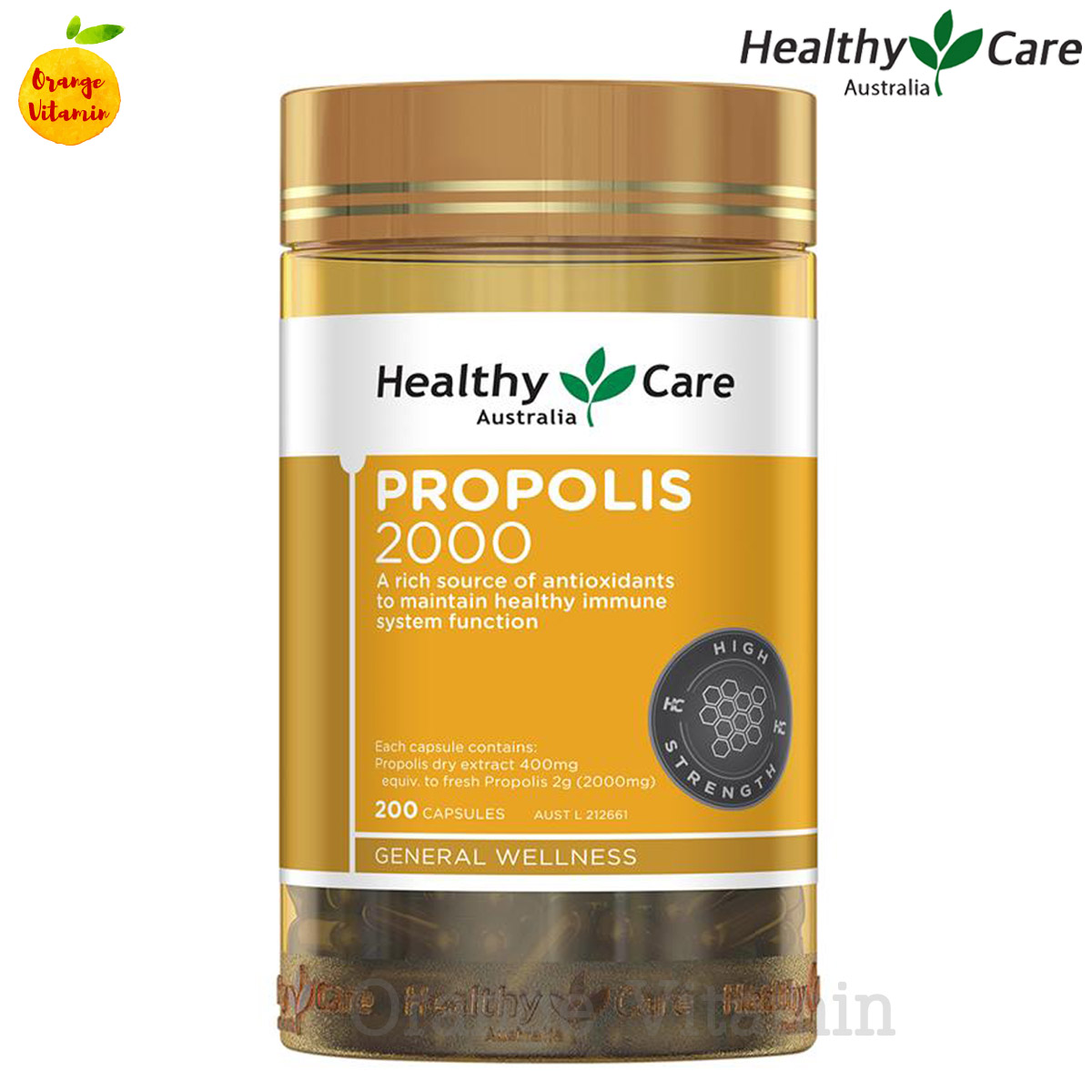 เฮลตี้แคร์ พรอพอลิส ออสเตรเลีย Healthy Care Propolis 2000mg 200 Capsules