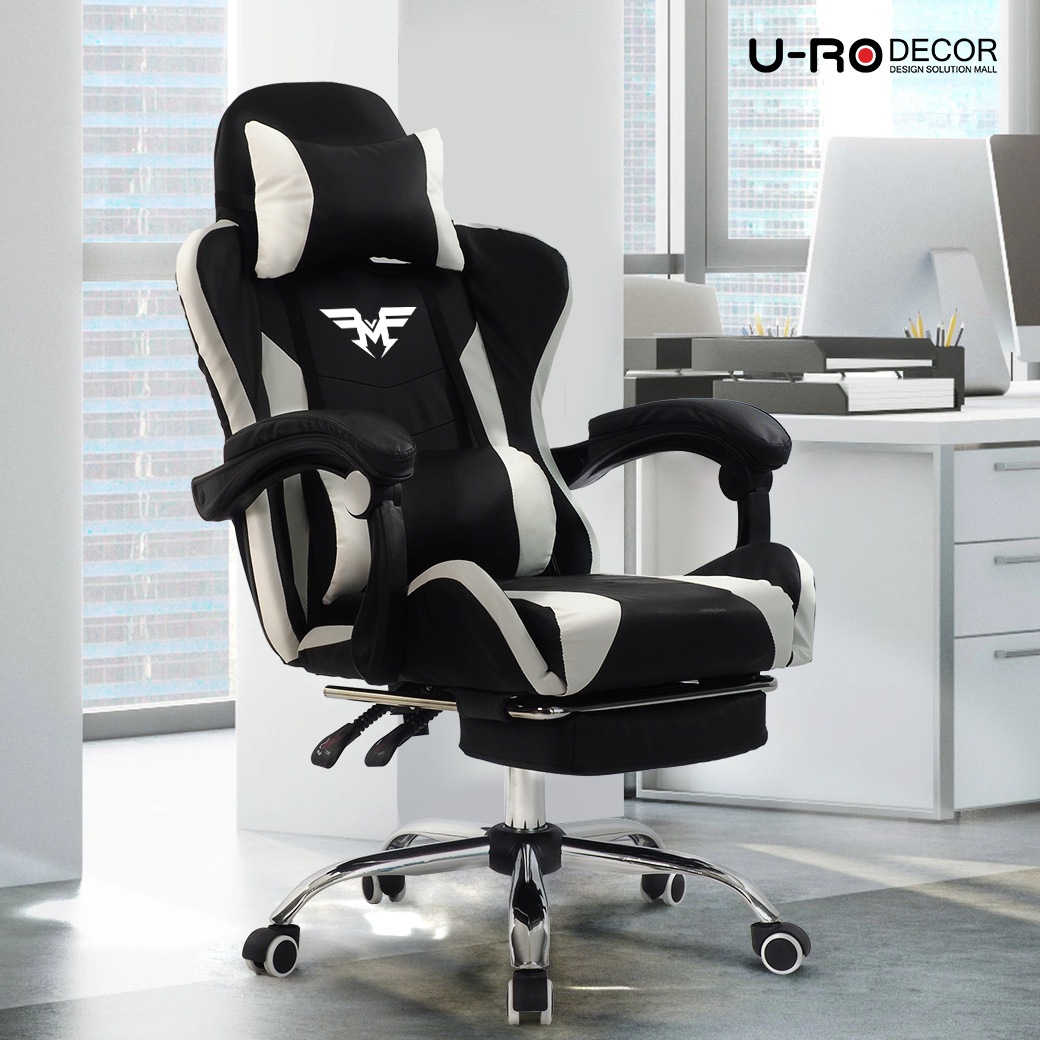 U-RO DECOR รุ่น THE LEGEND (เดอะลีเจนด์) เก้าอี้เกมส์ ปรับนอนได้พร้อมที่รองขา มีระบบนวด ที่พักแขนปรับได้ พนักพิงปรับเอนได้ 90-1 Recliner Gaming Chair with footrest