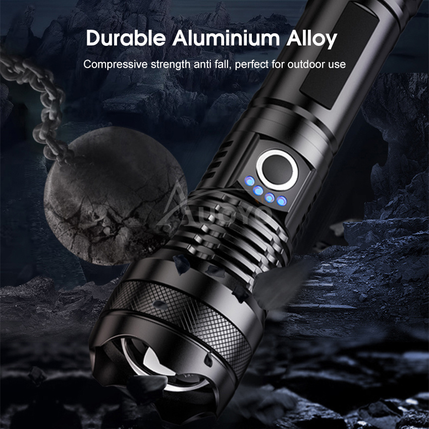 Auoyo Imitate P50 Strong Light Portable Multi-function Flashlight Remote Display Charging Waterproof Outdoor Flashlight Camping Outdoor Lamp Outdoor Waterproof Torchlight