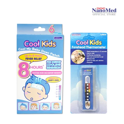 Coolkids คูลคิดส์แผ่นแปะเจลลดไข้ สำหรับเด็กอายุ 2ปี ขึ้นไป (6แผ่น) + แผ่นวัดไข้ Cool Kids Forehead thermometer 1 ชิ้น