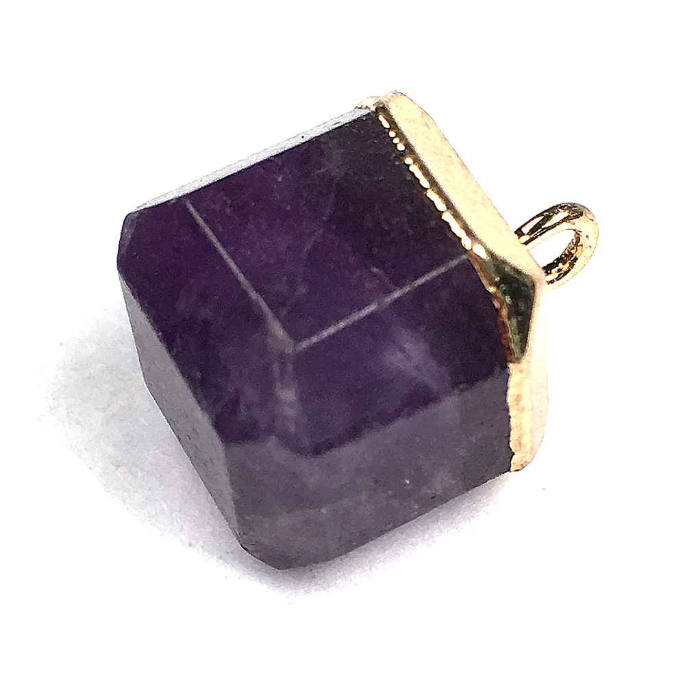 2021Natural Stone Pendant Square Amethysts Malachite Crystal Gold plated for Jewelry Making