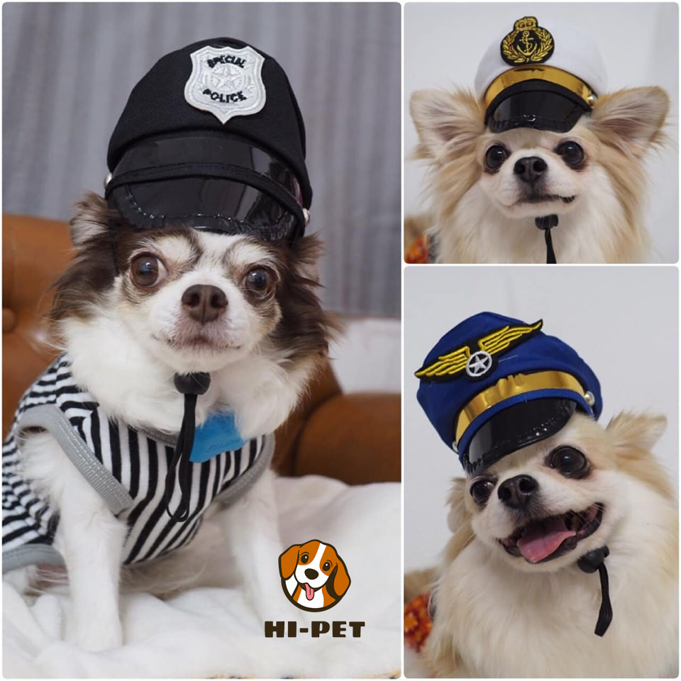 HUGDOG หมวกสัตว์เลี้ยง ทหารอากาศ ตำรวจ ทหารเรือ หมวกสัตว์เลี้ยง อุปกรณ์สัตว์เลี้ยง หมวกสุนัข หมวกแมว