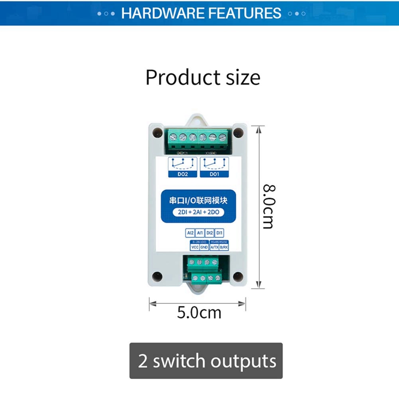 MA01-AACX2220 RS485 2DI+2AI+2DO ModBus RTU I/O Network Modules with ...
