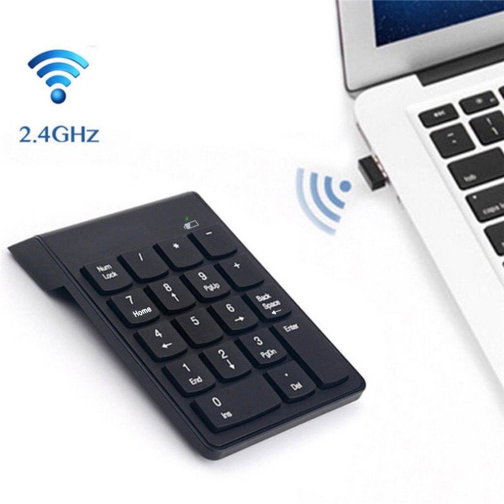 2.4G Wireless Numeric Keypad คีย์บอร์ดตัวเลข ไร้สาย USB แป้นพิมพ์ตัวเลข 18 ใช้ได้กับทุกอุปกรณ์เพียงต่อ USBรองรับอุปกรณ์เ
