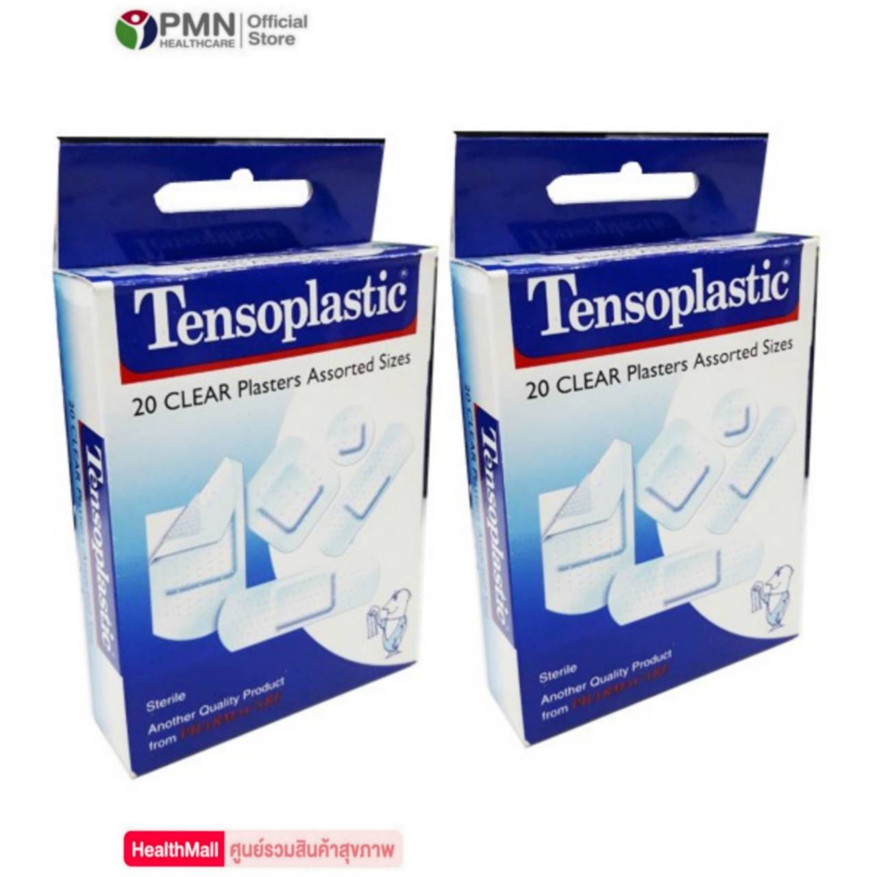 Tensoplastic Clear แบบใส 2กล่อง (1กล่อง/20ชิ้น/5ขนาด) เทนโซพล๊าสติค พลาสเตอร์ปิดแผล