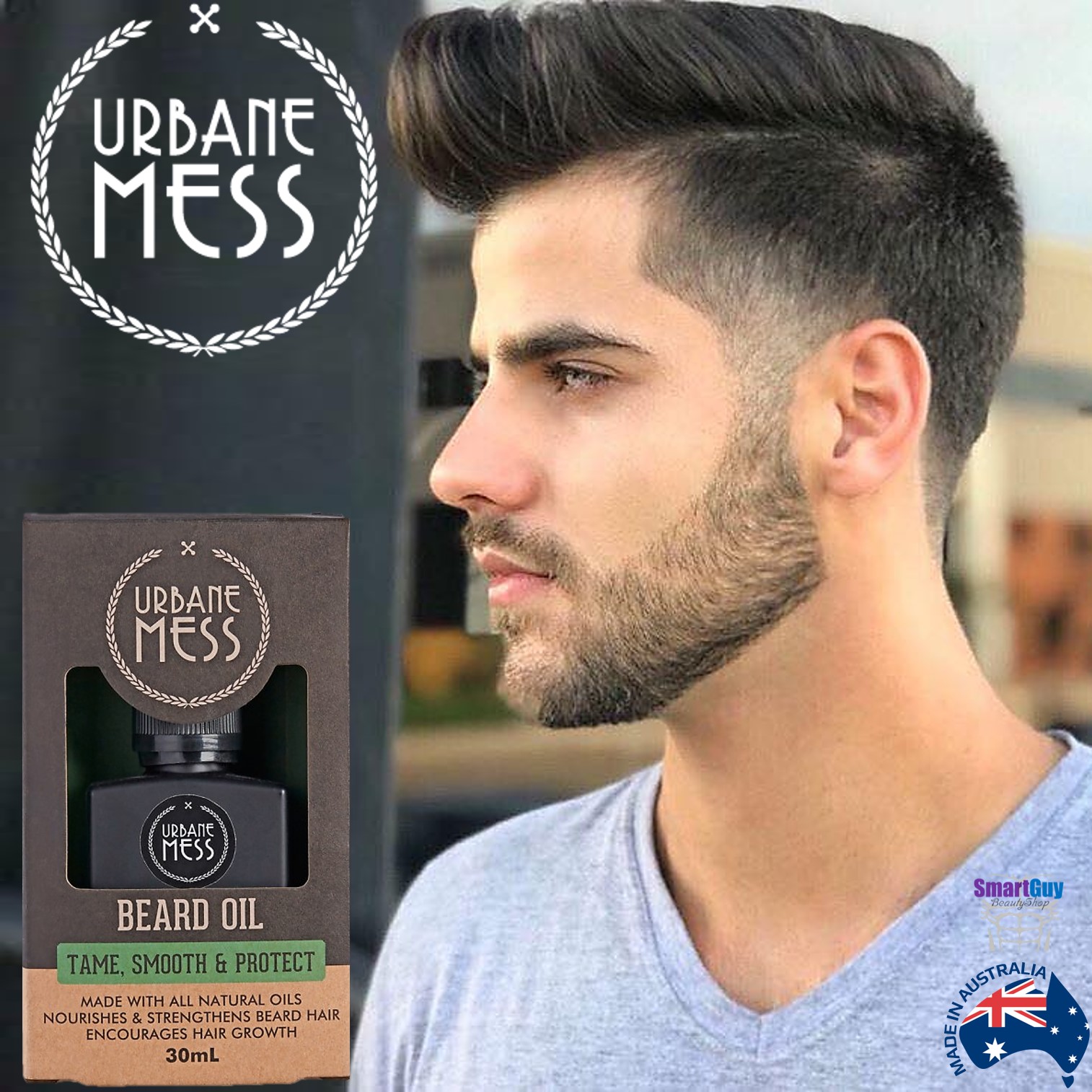 URBANE MESS Beard Oil Tame Smooth & Protect 30ml. ผลิตภัณฑ์บำรุงหนวดเคราสำหรับผู้ชาย สินค้านำเข้าของแท้จากต่างประเทศ