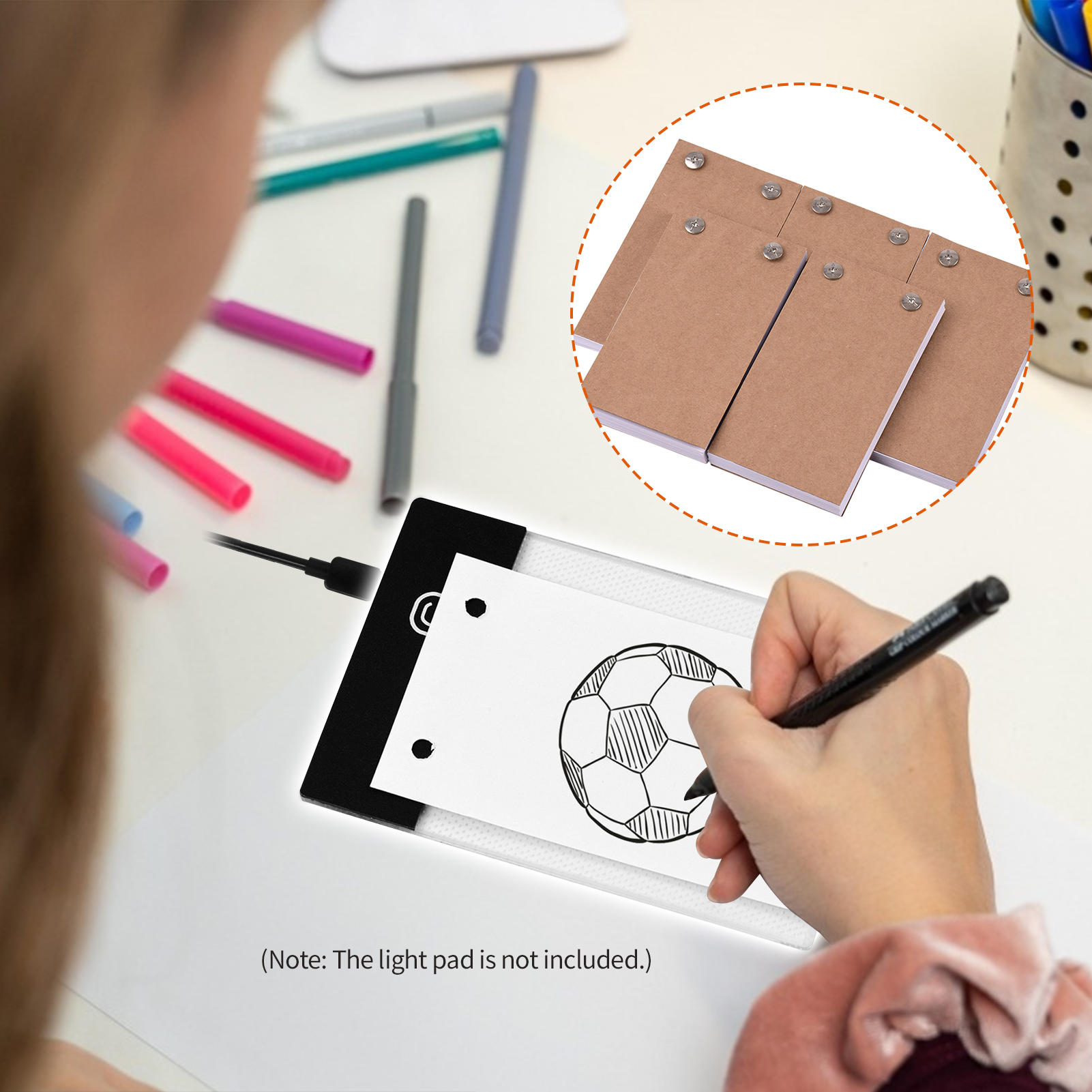 Flip Book Kit with Light Pad LED Light Box Tablet 300 Sheets Drawing Paper  Flipbook with Binding Screws for Drawing Tracing Animation Sketching  Cartoon 