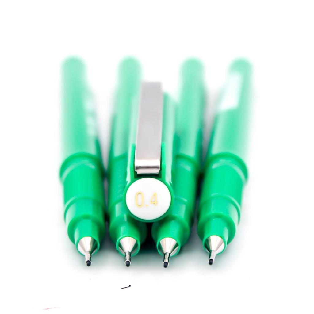 ปากกาหมึกซึมหัวเข็ม สีเขียว ชุด 4 ด้าม ขนาด 0.4 มม.หัวแข็งแรง คมชัด