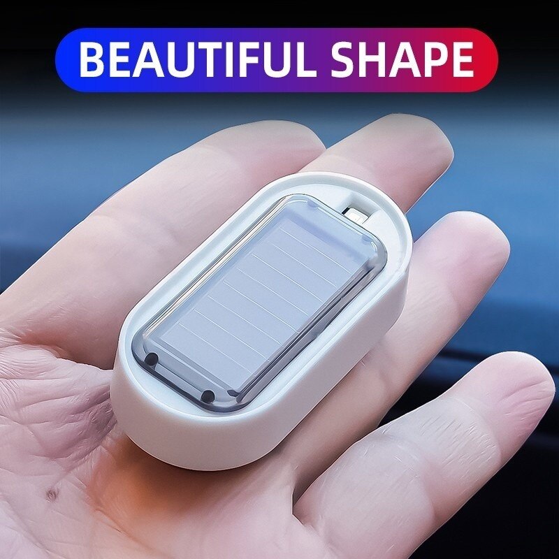 1pc Car Fake Security Light Solar Powered Simulated Dummy Alarm Wireless Warning Anti-Theft Caution Lamp LED Flashing Imitation