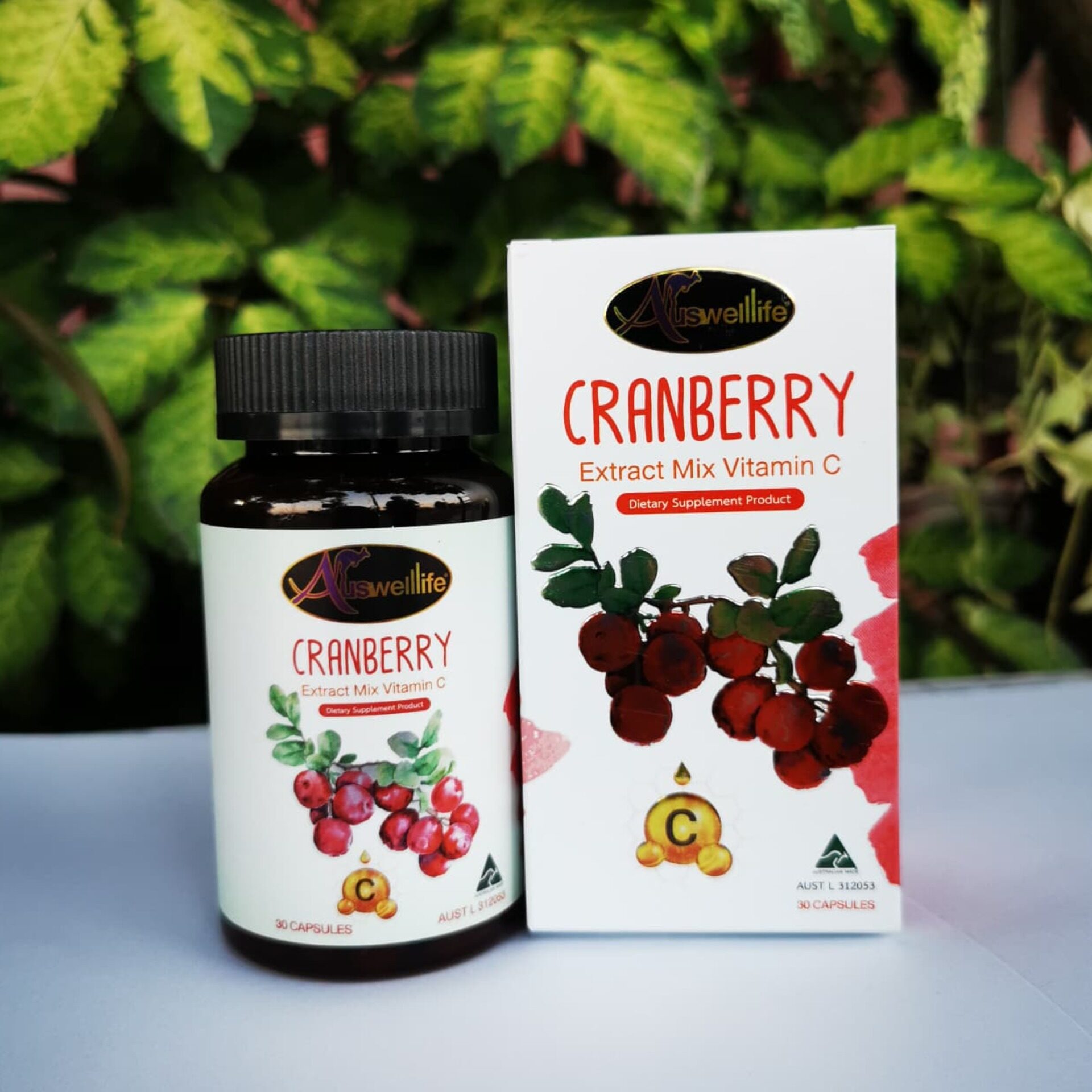 (ส่งฟรี KERRY ของแท้ 100%) Auswelllife Cranberry Mix Vit C สูตรใหม่ แครนเบอร์รี่ผสมวิตามินซี ( 1 กระปุก 30 แคปซูล ทานได้ 1 เดือน )