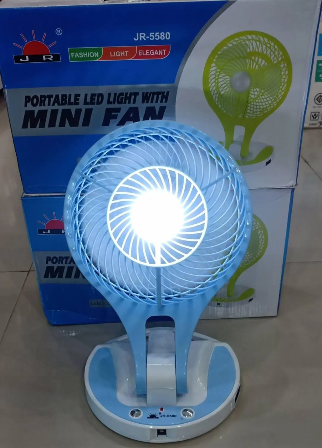 พัดลม MINI FAN มีแบตในตัว มีโคมไฟในตัว JR-5580