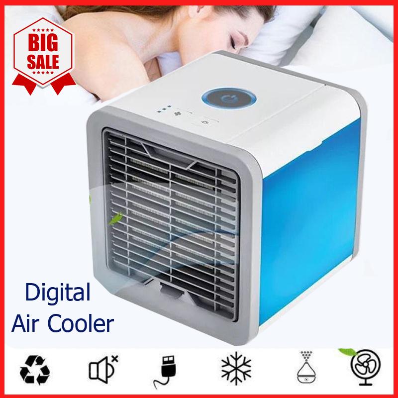 Air Cooler พัดลมแอร์เย็น เครื่องทำความเย็นมินิ แอร์เคลื่อนที่ได้ แอร์พกพาใช้สาย USB ตั้งโต๊ะขนาดเล็ก ใช้ในที่ทำงาน ออฟฟิศ อณุภูมิลดลงเร็ว ฟอกอากาศได้ แอร์ขนาดเล็ก พัดลมไอเย็น เหมาะกับอากาศร้อน