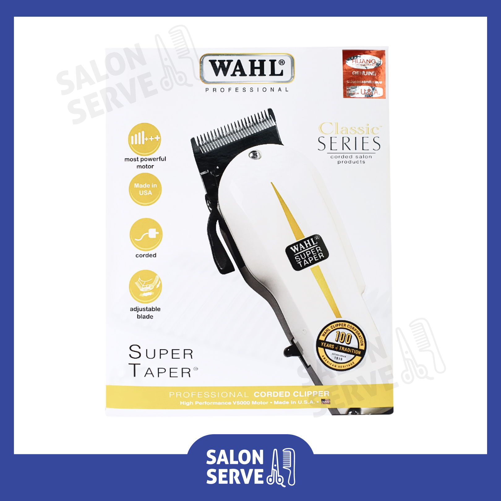 ปัตตาเลี่ยน WAHL Super Taper ของแท้ มอเตอร์ V5000 อุปกรณ์ครบ รับประกัน 1 ปี