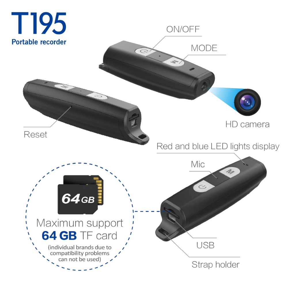 T195 HD 1080P Sensor Night Vision Camera Motion mini DVR digital pen