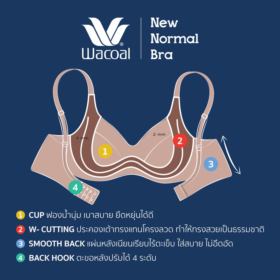Wacoal New Normal Bra, easy to choose, comfortable to wear, Model WB5X44,  Carnation Pink (CP)