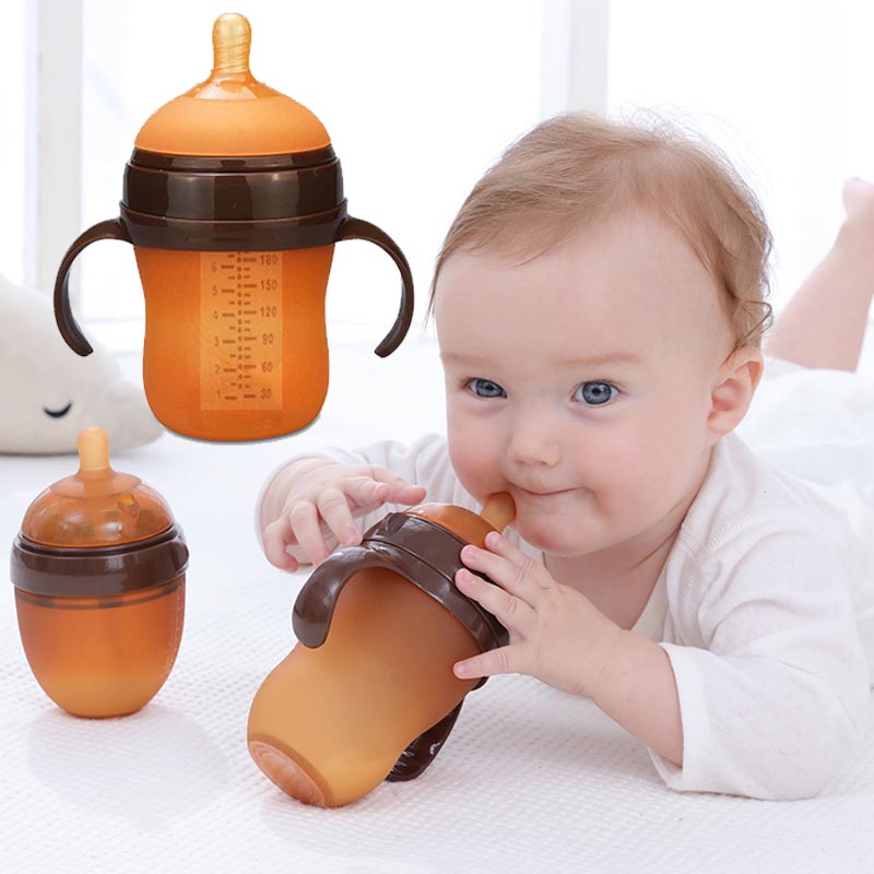 Silicone Baby Milk Feeding Bottle ขวดนมเด็ก ขวดนมทารก สารซิลิคอน จุกนมนิ่ม ขนาด 180ml/270ml