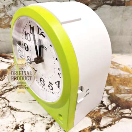 SEIKO นาฬิกาปลุก Alarm Clock (Snooze) QHE179M - สีเขียว/ขาว
