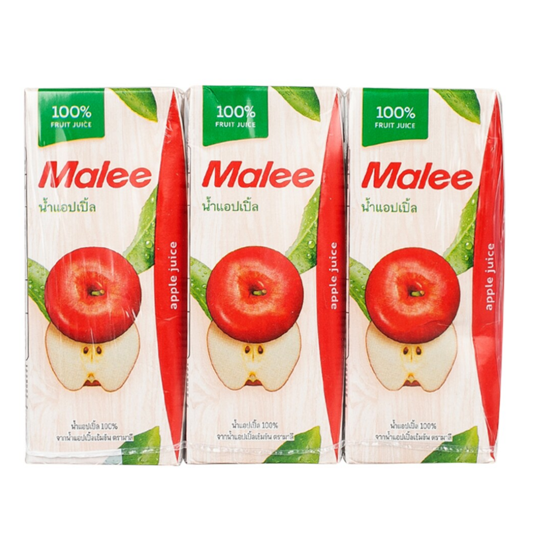 มาลี น้ำแอ็ปเปิ้ล100% จากน้ำแอ็ปเปิ้ลเข้มข้น ขนาด 200 มล.X3 กล่อง MALEE น้ำผลไม้ น้ำแอ็ปเปิ้ล