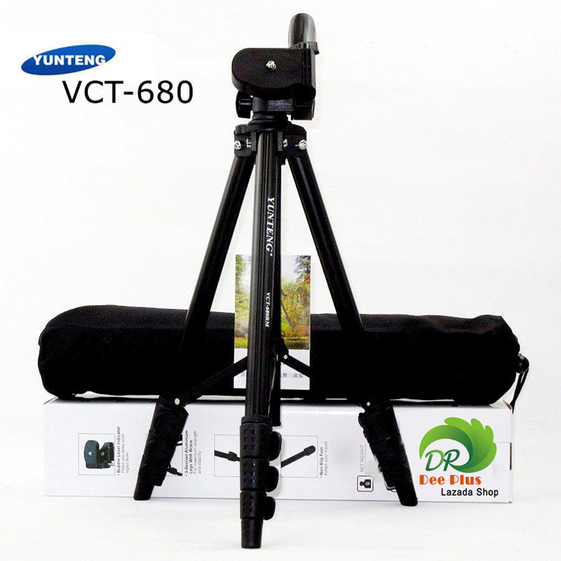 YUNTENG ขาตั้งกล้อง รุ่น Yunteng VCT-680 (สีดำ) แถมตัวหนีบมีอถือยึดได้สูงสุด105mm