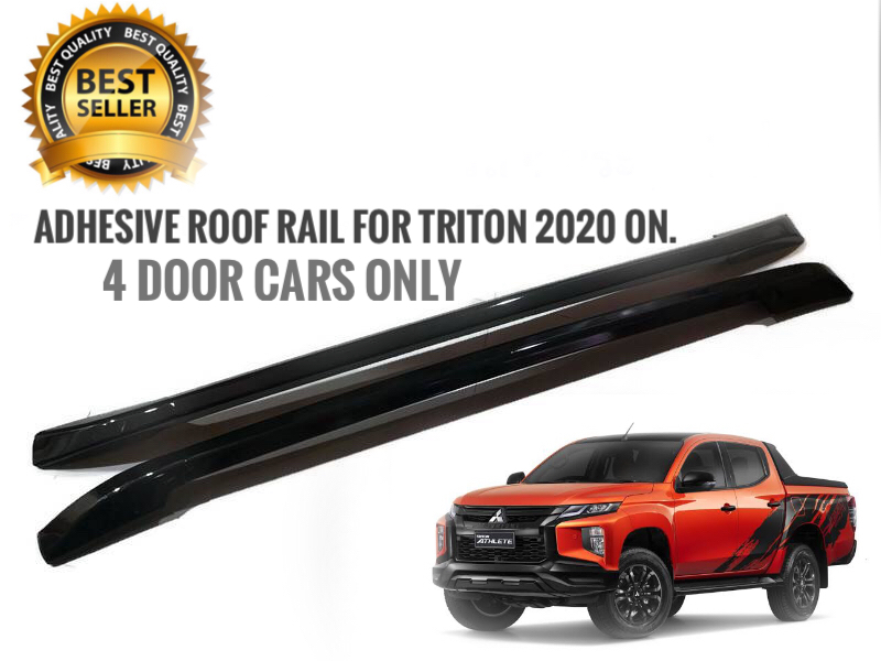 ราวแร็คหลังคาแต่งรถ Mitsubishi Triton  ปี2019-2020 สีดำเงาๆๆ 4 ประตูเท่านั้น อุปกรณ์แต่งรถ ติดรถกระบะ ติดง่าย**คุณภาพเยี่ยมลองแล้วจะติดใจ**