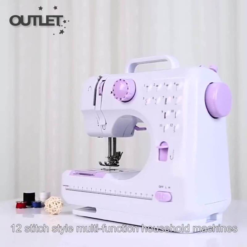 OUTLET จักรเย็บผ้าไฟฟ้า 12ตะเข็บ ระบบด้ายคู่ Sewing machine จักรเย็บผ้ามินิ เครื่องจักรเย็บผ้า