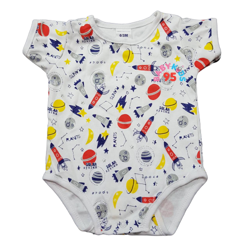 BABYKIDS95 (0-3 เดือน) บอดี้สูท เด็ก ชุดเด็ก เสื้อผ้าเด็ก Body suite Romper for Baby or Infant 0-3 months old ( 3M THR )  สีวัสดุ THR23