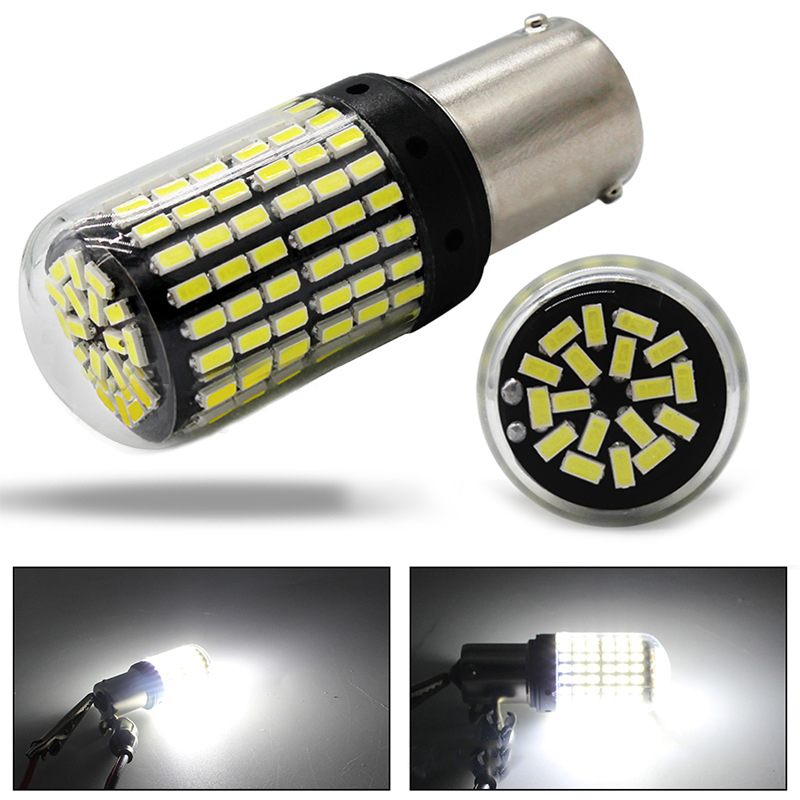 Autopt (2Pc) (แสงสีขาว) T20 1156 W21WหลอดไฟLED 3014 144 Smd Led Can Busไม่มีข้อผิดพลาด 1156 BA15S P21WหลอดไฟLEDสำหรับไฟเลี้ยวไม่มีแฟลช